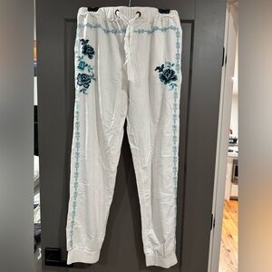 “Faded Fields” Joggers with Blue Embroidery